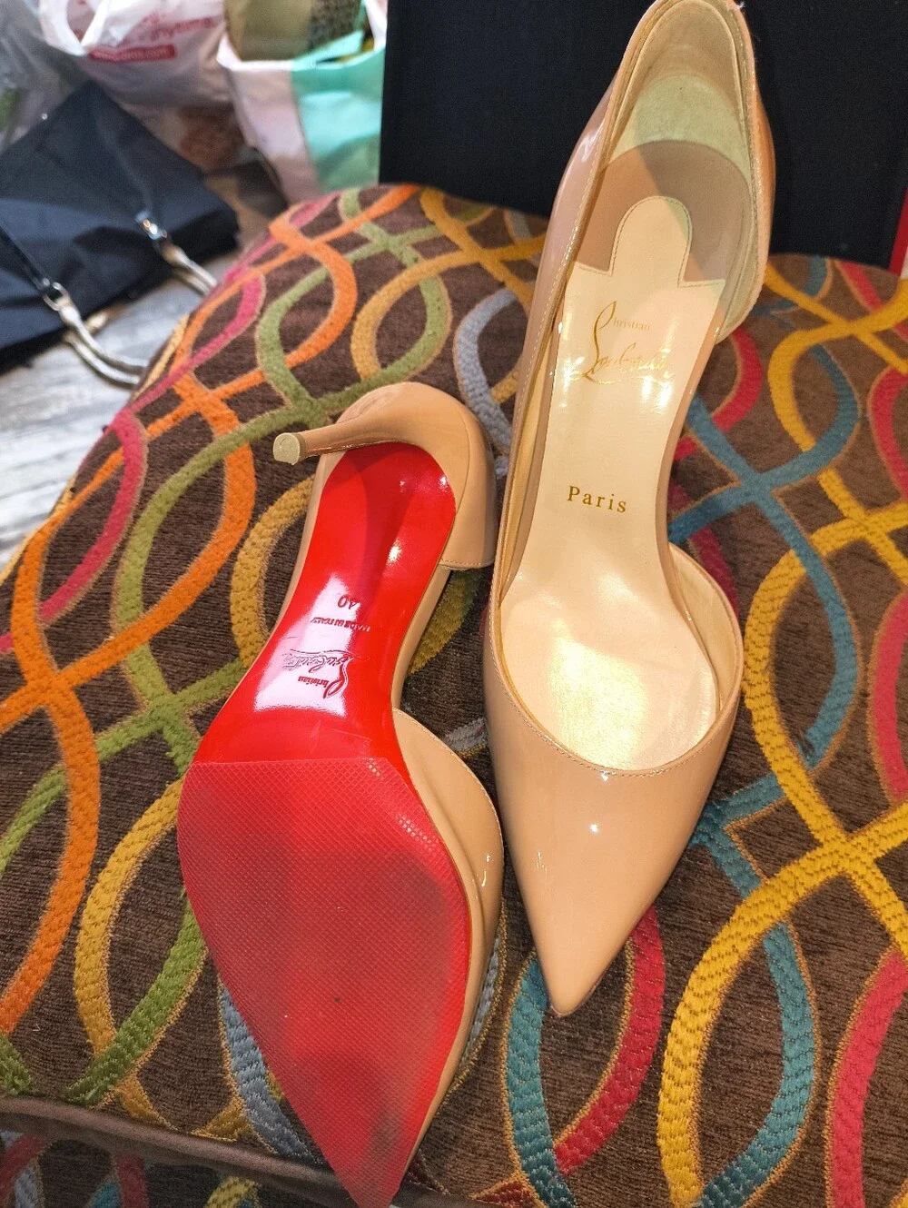 Christian Louboutin Nude Patent Pointed-Toe Stilettos